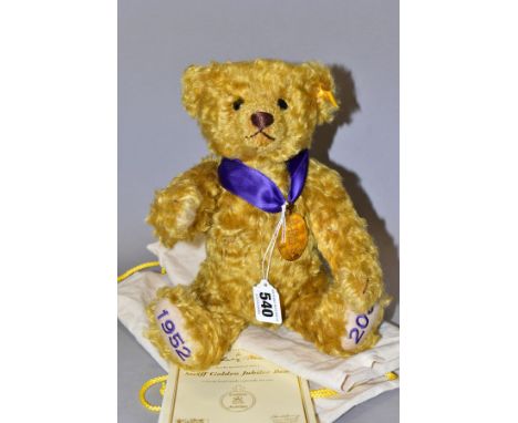 A STEIFF FOR DANBURY MINT 'THE GOLDEN JUBILEE BEAR' celebrating 50 glorious years of her Majesty's reign, 2002, golden mohair