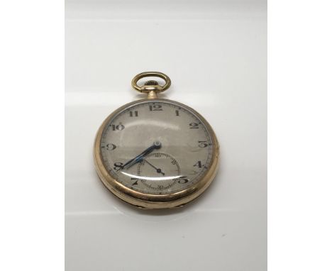 A gent's 9ct gold button wind pocket watch