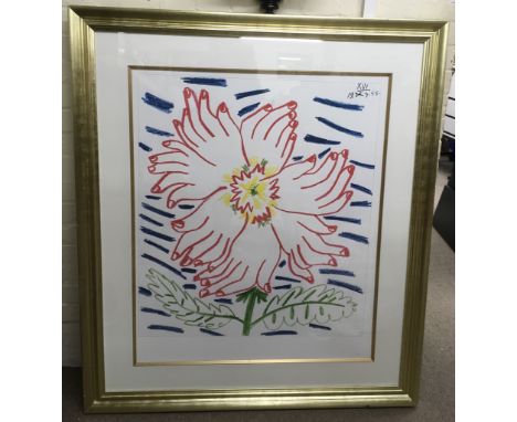 A large limited edition Pablo Picasso Print ' Flower of Hands', with certificate of authenticity. Approx 34"x30".