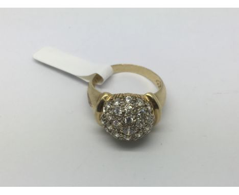 A 9ct gold dome ring set with stones, approx 4.3gand approx size Q-R.