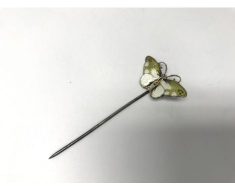 A good Norwegian silver enamel butterfly stick pin. Weight approx 2.2g