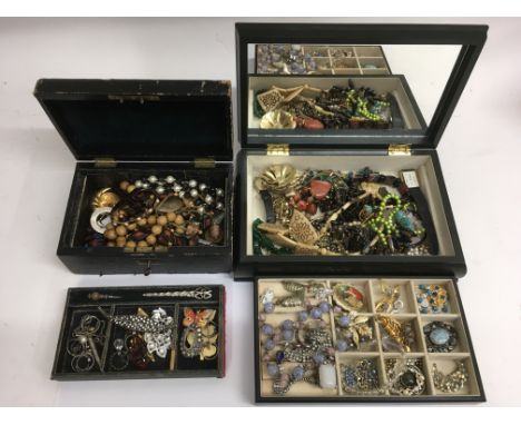 Two boxes of vintage costume jewellery