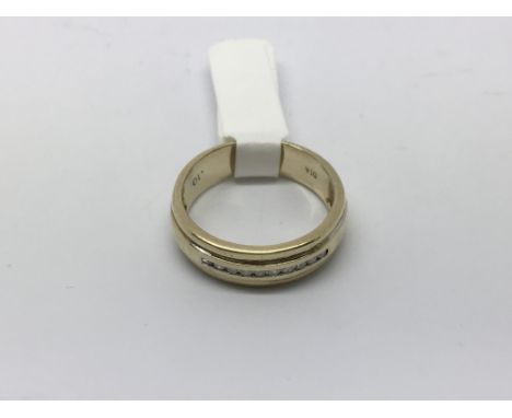 A 9ct gold diamond set band ring, approx 3.4g and approx size M-N.