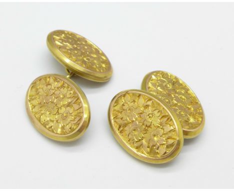 A pair of 9ct gold cufflinks, Birmingham 1902, 3.2g