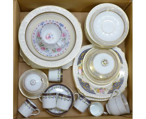 A collection of china including George Jones Rhapsody sandwich set and fruit set, Oslers of Oxford Street c.1880 coffee cups 