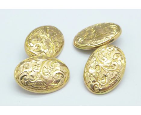 A pair of 9ct gold cufflinks, Birmingham 1901, 4.1g