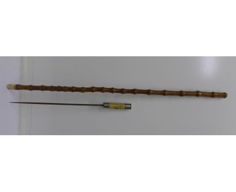 An early 20th Century sword stick with bamboo scabbard