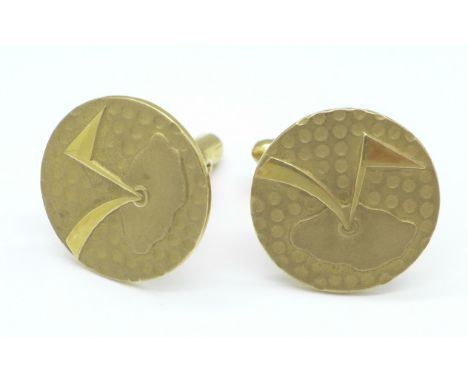 A pair of 9ct gold golf cufflinks, 13.7g