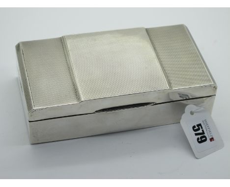 A Hallmarked Silver Cigarette Box, T&amp;S, Chester 1936, of rectangular form with engine turned decoration (dents), 16.9cm w