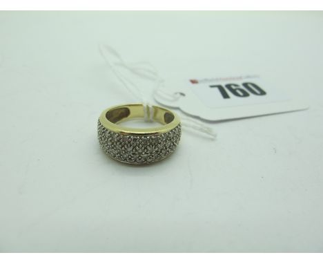 A Modern 9ct Gold Diamond Set Ring, of bombé style (finger size J1/2) (3grams). 