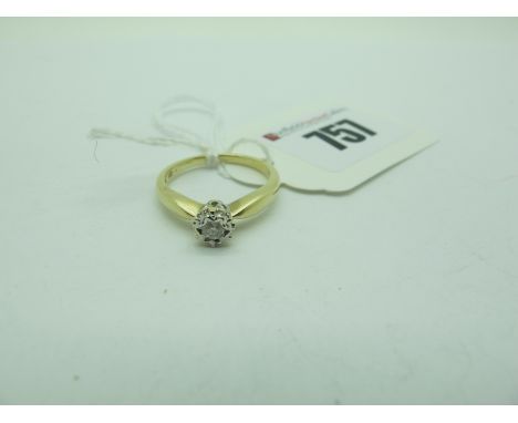 A Modern 9ct Gold Single Stone Diamond Ring, the brilliant cut stone illusion set (finger size N) (2.2grams). 