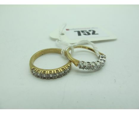 A 9ct Gold Half Eternity Style Ring, (finger size P); together with another 9ct gold half eternity style ring (finger size L)