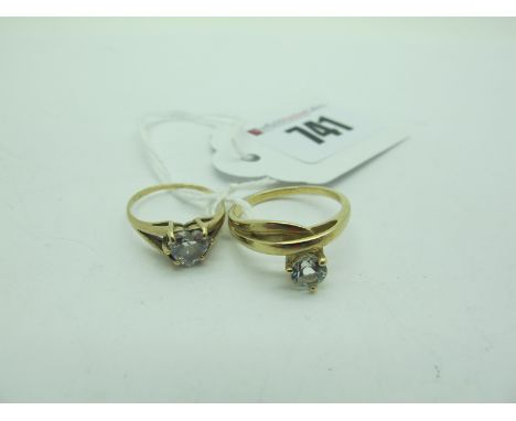 A Modern Gems TV 9ct Gold Dress Ring, of abstract design (finger size N1/2); together with a dainty heart shape single stone 