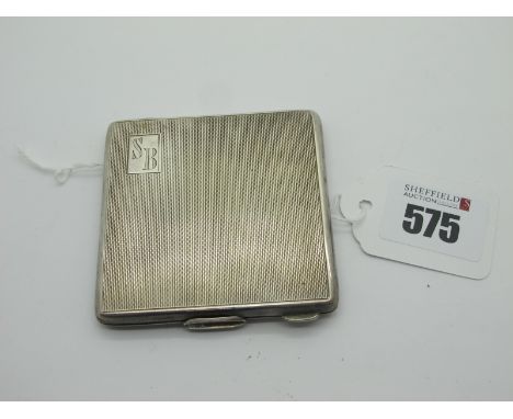 A Hallmarked Silver Powder Compact, with engine turned decoration. 