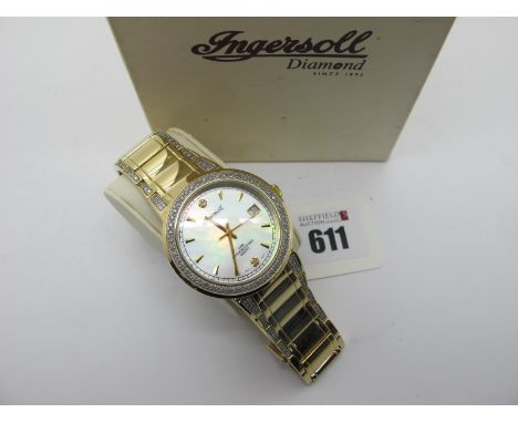 Ingersoll; A Modern Diamond Set Gent's Wristwatch, (IG0092DM) the mother of Pearl dial with diamond set highlights and date a