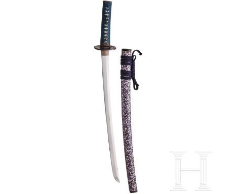 Wakizashi, Japan, 17. Jhdt.  Klinge Shinogi Tsukuri, Iorimune, Chu Kissaki, Tori Zori, verm. gekürzte Katana-Klinge, Itame Ha