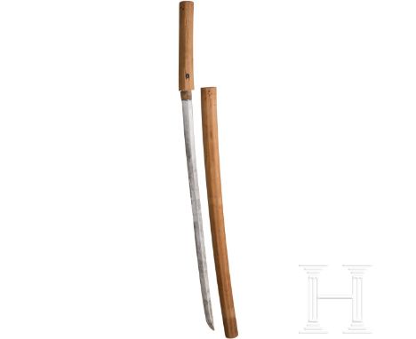 Katana in Shirasaya, Japan, späte Meiji-Periode  Klinge Shinogi Tsukuri, Iorimune, Chu Kissaki (beschädigt), flaches Tori Zor