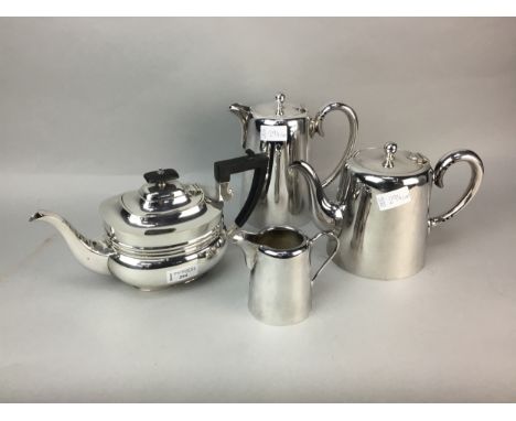 SILVER PLATED THREE PIECE TEA SERVICE, along with a hotel pattern tea service and other silver plated items