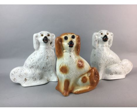 PAIR OF WALLY DOGS, along with other ceramic dogs and a small lamp
