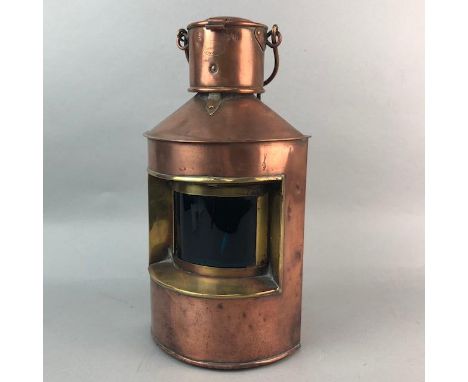 EARLY 20TH CENTURY COPPER STARBOARD NAVIGATION LAMP, stamped Stockholm, converted to electric