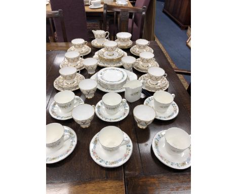 SEROLL GLADSTONE TEA SERVICE, with gilt and floral decoration, along with a Royal Doulton 'Pastorale' part tea service