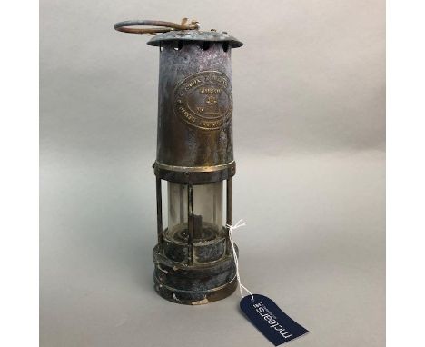 THOMAS &amp; WILLIAMS CAMBRIAN BRASS MINER'S LAMP, 25cm high