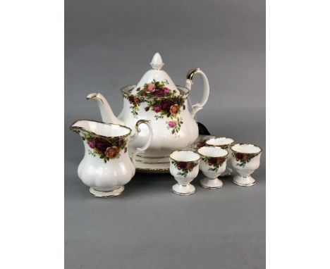 ROYAL ALBERT 'OLD COUNTRY ROSES' PART TEA SERVICE, comprising five trios, additional saucer and side plate, sandwich plate, t