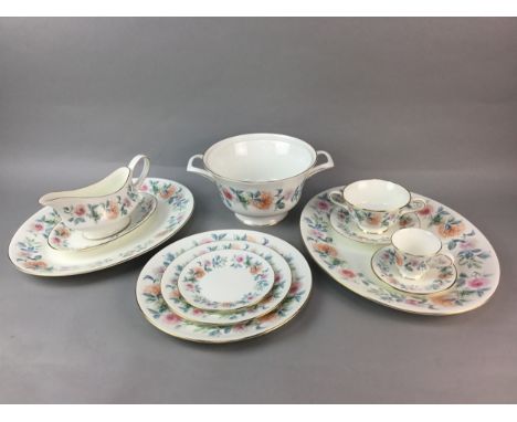 WEDGWOOD 'MIST ROSE' PATTERN DINNER SERVICE, comprising twelve place settings including dinner plates, bowls, saucers, side p