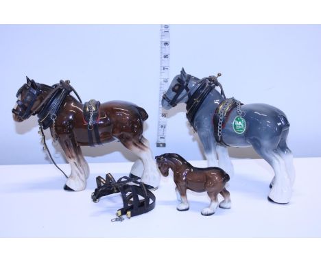Three assorted ceramic shire horses including  Melba 