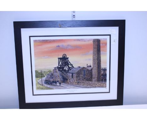 A limited edition print of Cap House Colliery by Micheal Milner (damage to frame). 