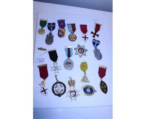 A Job lot of sixteen assorted Masonic medals, including enamel templars and a silver medal 