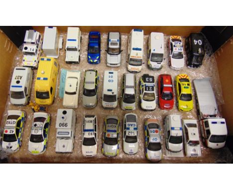 TWENTY-SEVEN 1/43 SCALE &amp; OTHER DIECAST MODEL POLICE VEHICLES  all believed to be Code 3 releases, each mint or near mint