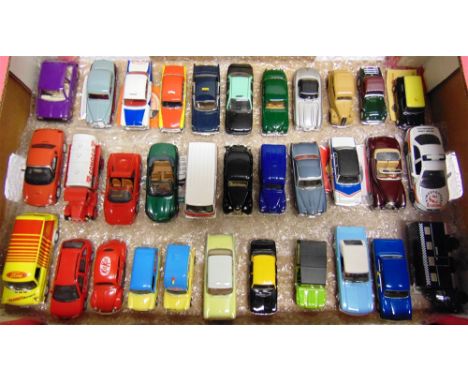 THIRTY-THREE 1/43 SCALE &amp; OTHER DIECAST MODEL VEHICLES  each mint or near mint (some lacking wing mirrors), all unboxed.