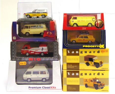 EIGHT 1/43 SCALE DIECAST MODEL VEHICLES  mainly light commercials, by Vanguards (2); Progetto K (1); Rio (1); Premium ClassiX