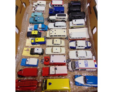 THIRTY 1/43 SCALE &amp; OTHER DIECAST MODEL EMERGENCY VEHICLES  each mint or near mint, all unboxed.