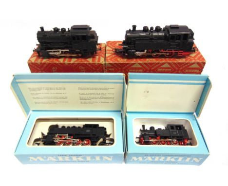 [HO GAUGE]. A MARKLIN COLLECTION  comprising a Marklin No.3031, German Railway 0-8-0 tank locomotive, 81004, black and red li