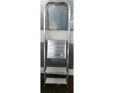 A set of new aluminium folding step ladders (three steps high)