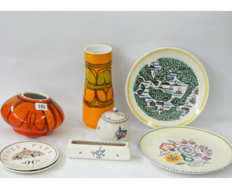 A collection of Poole Pottery to include Poole harbour map plate, pumpkin pot etc 