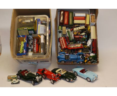 Play-worn Model Vehicles, Vintage and modern commercial and private vehicles, mostly un-boxed  some 1:18 scale examples and a