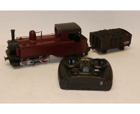 An LGB-based Gauge 1 'Single Fairlie' 0-4-4 Steam Locomotive and Radio Control/Battery Wagon, possibly from a kit, painted in