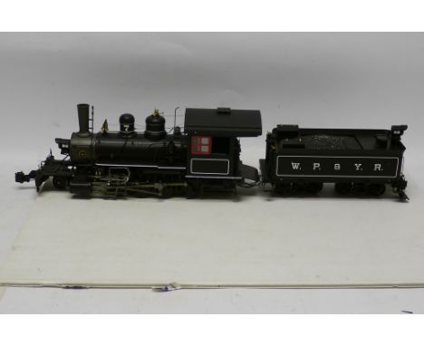 A Bachmann Spectrum American Gauge 1 'Consolidation' Steam Locomotive, an outside-framed 2-8-0 with tender in 'WP&YR' black l
