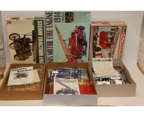 Revell and Bandai Model Kits, A boxed group, including a 1:24 scale Revell Metz DLK 23-12 Mercedes-Benz 1422 fire engine (750