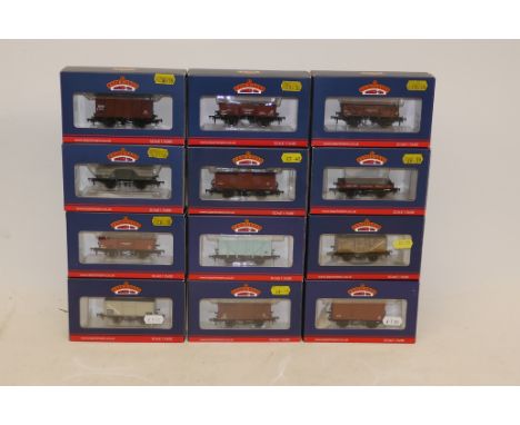 Bachmann OO Gauge Assorted Boxed Freight Stock, one dozen including vans, cattle wagons and others, G-VG, some possibly with 