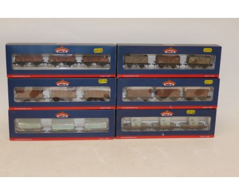Bachmann OO Gauge Weathered Freight Stock, comprising 6 three-wagon sets, including 'Invicta Rail' exclusive China Clay hoods