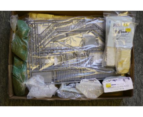 Various 0 Gauge Accessory Kits, including Slater's Limestone Ballast (3, two light), True Scale Scenixs Ballast, PLM Stone wa