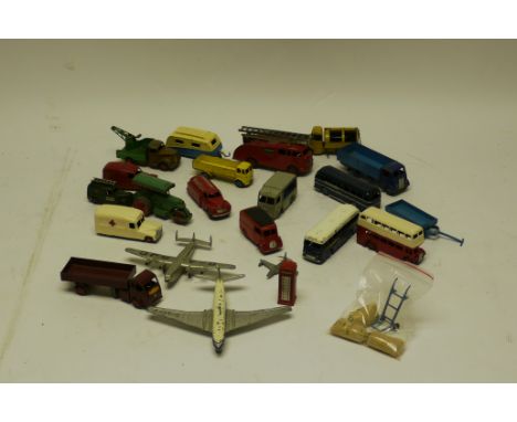 Dinky Toys  Commercial Vehicles and Aircraft, Play-worn examples with some repaints including  555 fire engine, Supertoys Guy