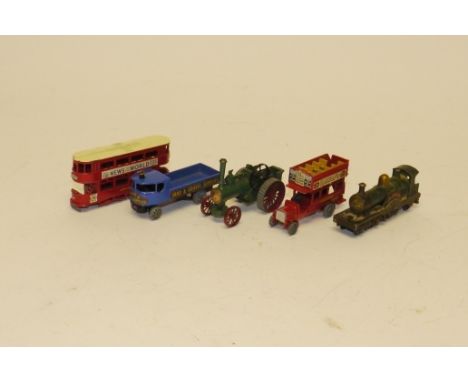 Lesney Yesteryear Models Comprising,' Sand and Gravel' steam wagon, No 2 B-Type bus, No3 trolley bus, No1 traction engine and