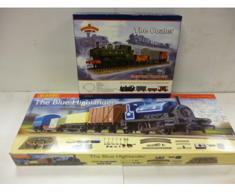 Hornby and Bachmann 00 Gauge Train Sets,  Hornby R1101 'The Blue Highlander' comprising CR blue 0-4-0 Tank engine, three truc