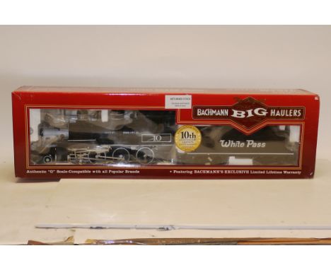 A Bachmann 'Big Haulers' G Gauge American 4-6-0 Locomotive and Tender,  special 10th Anniversary edition in White Pass black 