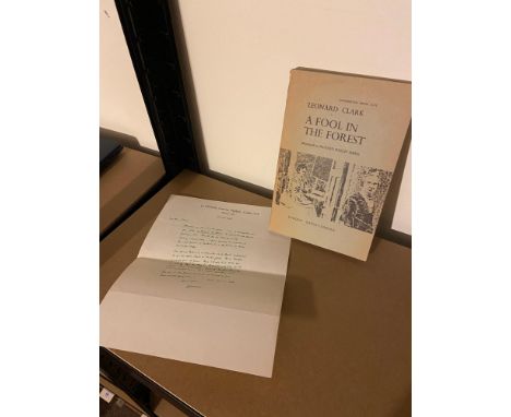 First Edition book titled 'A Fool in the Forest' by Leonard Clark, accompanied with a letter by the author 